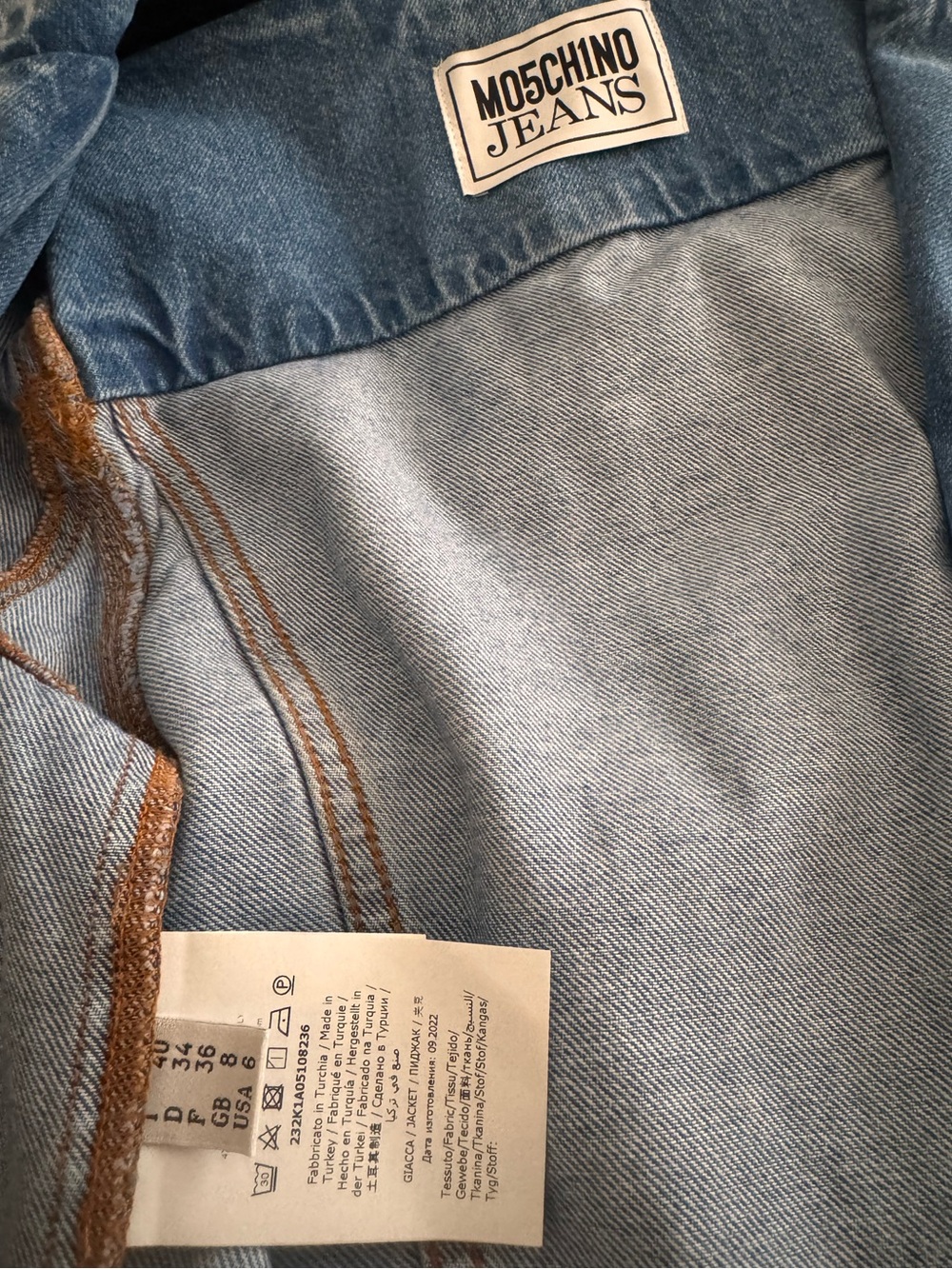Moschino Light Blue Fishtail Denim Jacket - Picture 9 of 10